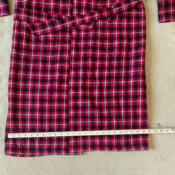 Lands' End women's red plaid flannel sherpa fleece lined long robe size XS - Picture 12 of 15